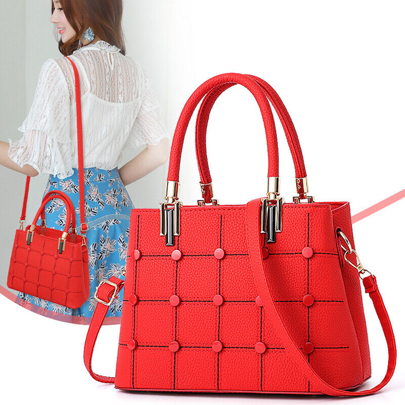 Fashion Women Lady PU Leather Handbag Rivet Purse Shoulder Satchel Messenger Bag