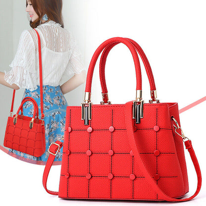 Fashion Women Lady PU Leather Handbag Rivet Purse Shoulder Satchel Messenger Bag