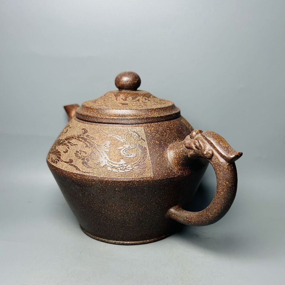 Vintage Chinese Yixing Purple Clay Teapot Zisha Ceramic Carving Dragon Teaware