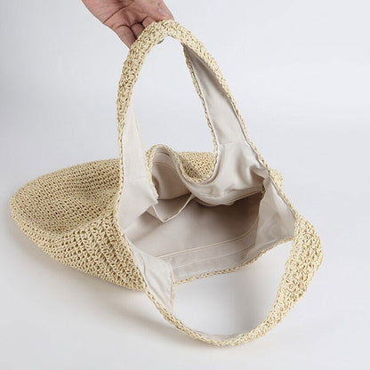 Straw Women Shoulder Bags Paper Woven Female Handbags Summer Beach Straw Bags
