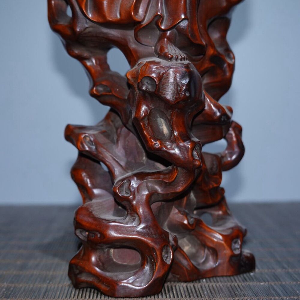 Antique Chinese Boxwood Carving Arhat Buddha Statue Wooden Sculptures Home Decor