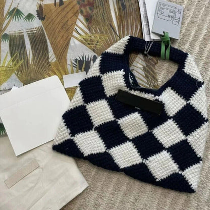 Autumn Winter Women'S Woolen Chess Handbag Cute Women'S Underarms Bags