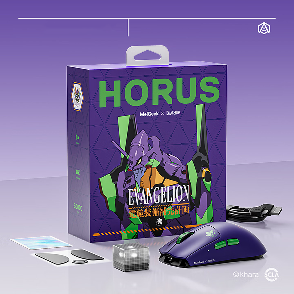 MelGeek × EVANGELION HORUS Wireless Gaming Mouse — PAW3950 30K Dual 8K 300 mAh