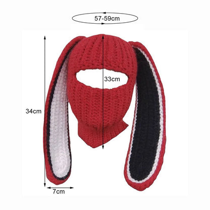 Bunny Hat Knitted Warm Wool Sleeve Cap Party Hat Ski Mask