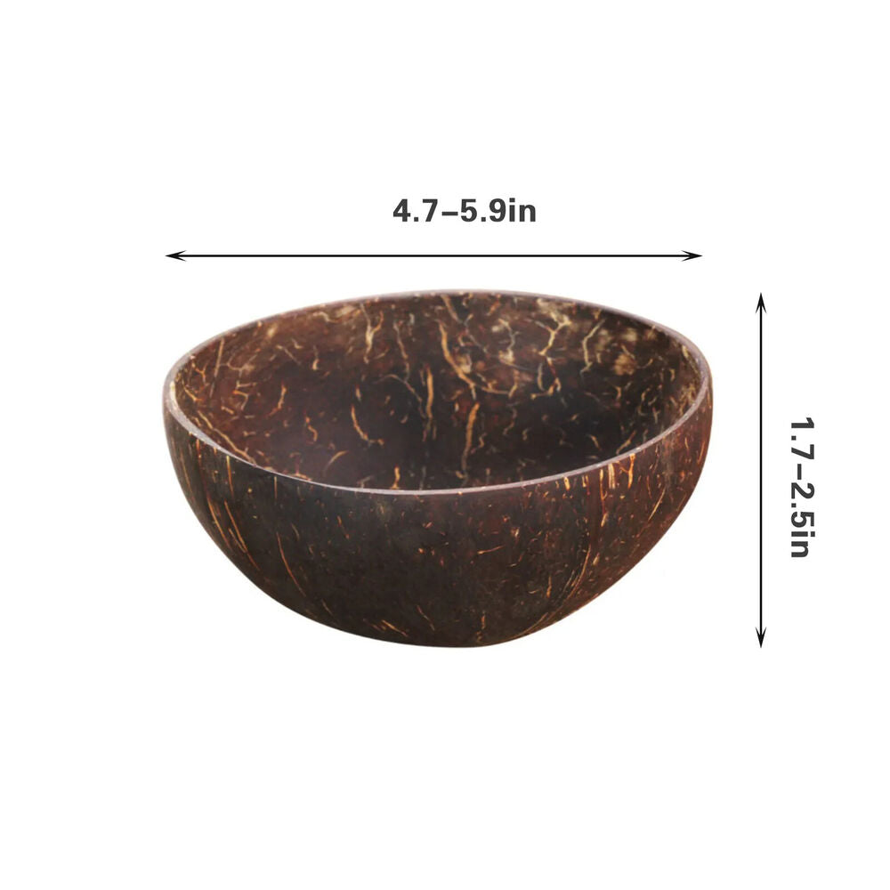 Wooden Bowls 1-5Pcs Natural Coconut Shell Salad Snacks Serveware Tableware Spoon