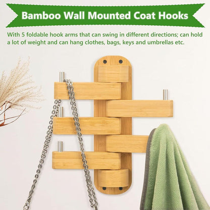 Personalized Wall Mounted Bathroom Towel Coat Rack Bamboo Hooks Home Decoration