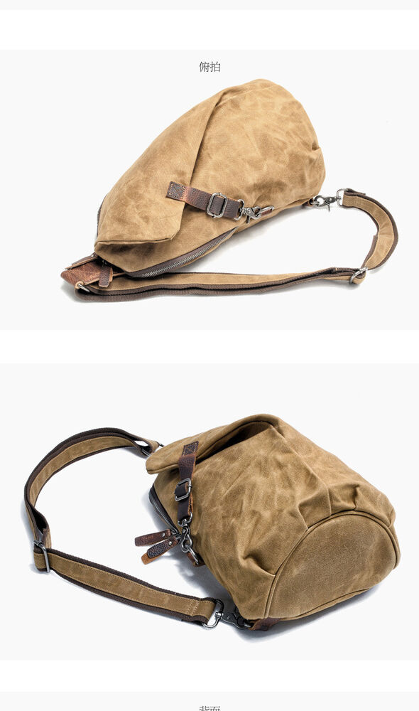 Waxed Canvas Sling Bag One Strap Backpack Rucksack Chest Pack Single Strap