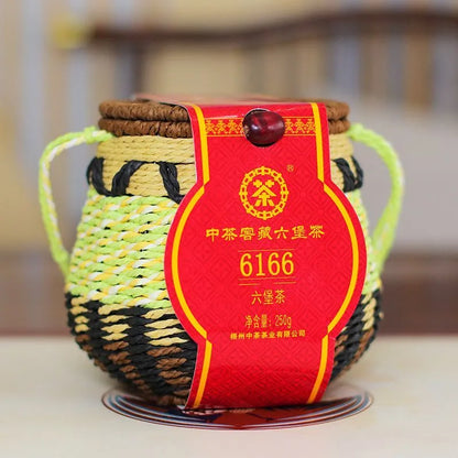 CHINATEA Aged Wuzhou Dark Tea 6166 Liu Pao Hei Cha Liu Bao Black Tea Basket 250g