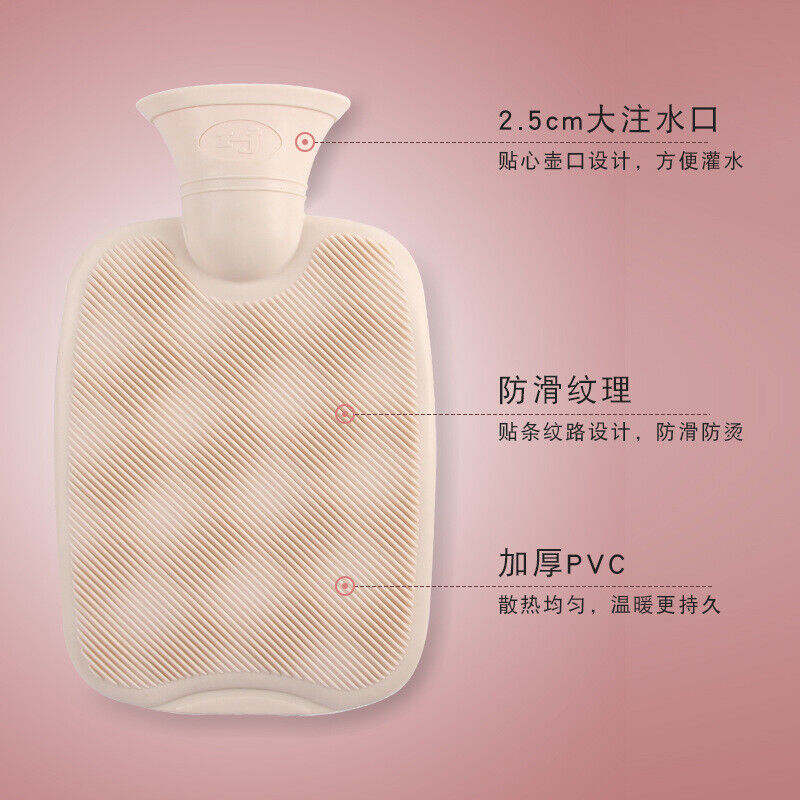 2L Large Hot Water Bottle Bag w/ Soft Warm Plush Cover Furry Hot Water Bag Pouch
