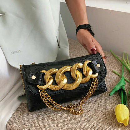 Mini Crossbody Bags Women Metal Chain Shoulder Bag Leather Belt Bag Women