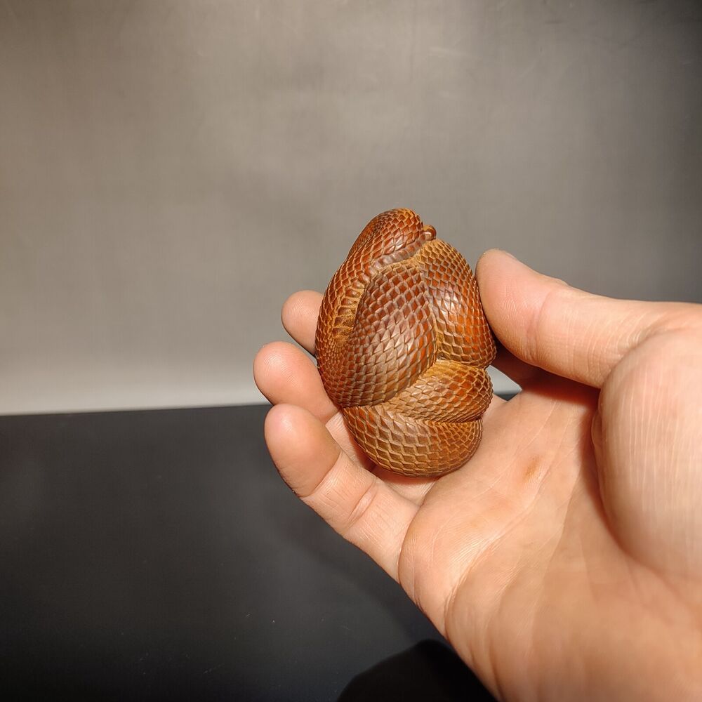 chinese wood carving boxwood wooden Snake statue sculptures home decor gift