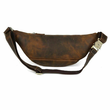 Men Vintage Leather Waist Bag Backpack Security Pouch Sports Bag Belt Bum Bag