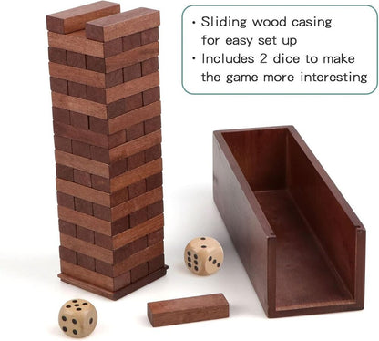 Wooden Blocks Stacking Games Tumbling Tower for Kids with Storage Box 54 Pieces