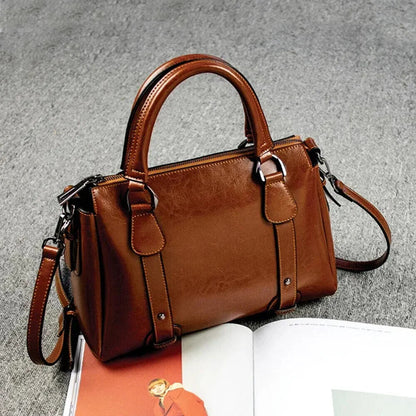 Women Shoulder Cross body Handbag Top Handle Bag Cowhide Messenger Tote Bag