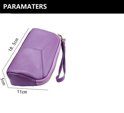 Cow Leather Women Day Clutch Bags Handbag For Women Lady Wristlet Solid Zipper