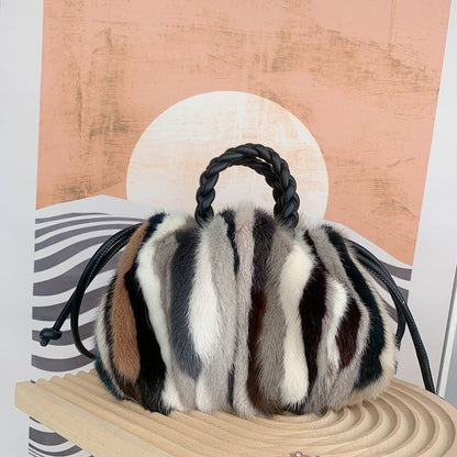 Plush Handbag Winter Fur Shoulder Bag Luxury Soft Warm Crossbody Bag Polyester