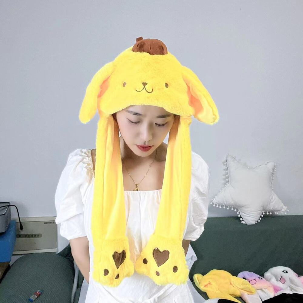 Women Kuromi Melody Plush Cap Cinnamoroll Moving Ear UP Hat Airbag Cap Doll Hats