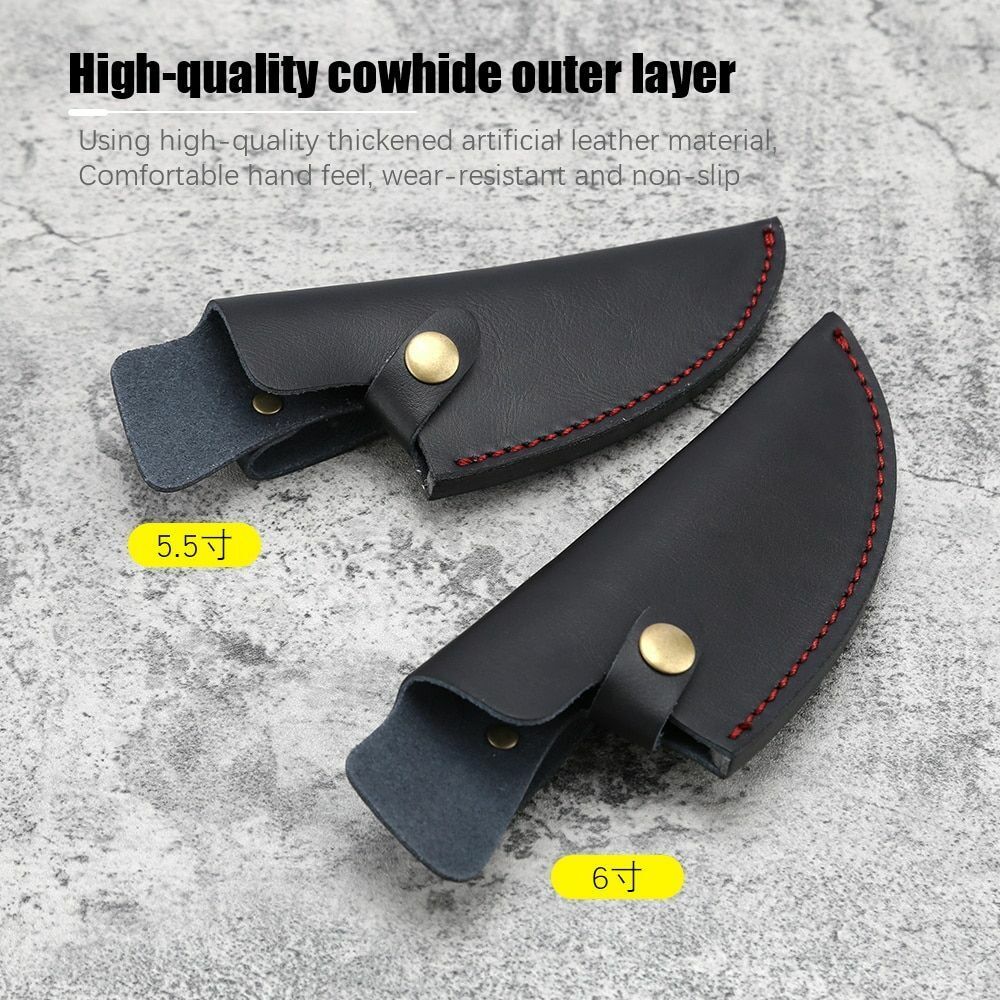 Knife Sheath Leather Case Fixed Blade Serbian Boning Knives Holder Bag 5.5/6Inch