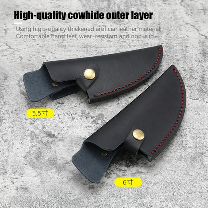Knife Sheath Leather Case Fixed Blade Serbian Boning Knives Holder Bag 5.5/6Inch