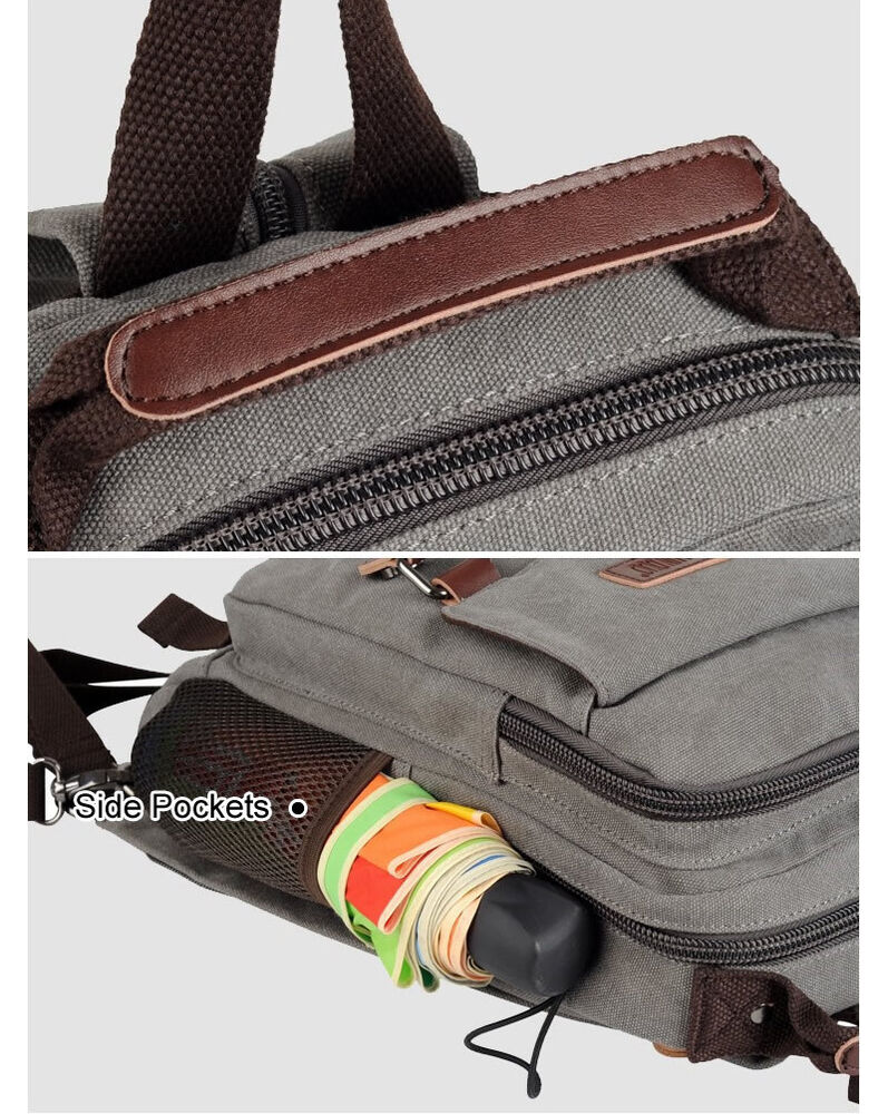 Convertible Canvas Small Mini Backpack Rucksack Chest Pack Sling Bag Travel