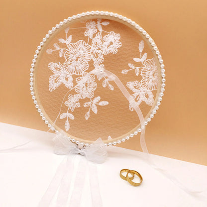 Ring Pillows Holders White Wood Lace Round Cushion Bearer Engagement Photo Props