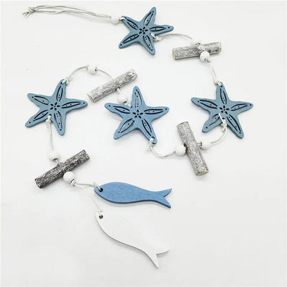 Wall Hanging Wood Mediterranean Starfish Hung Fish Nautical Pendant Studio Props