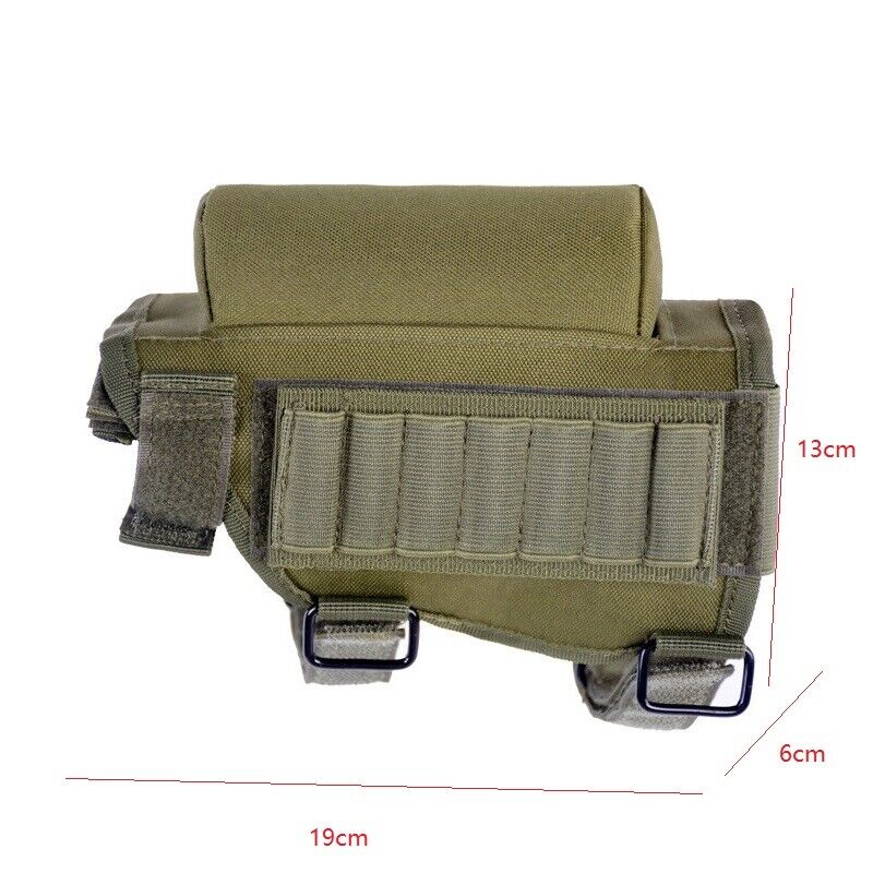 Tactical Butt Stock Rifle Cheek Rest Pouch Military Gear Bullet Holder Bag Shell