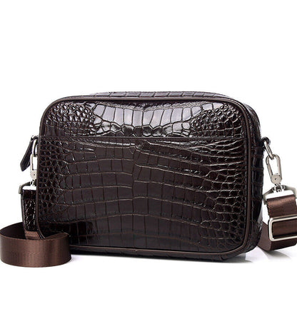 Real Leather Men's Sling Shoulder Bags, Desinger Crocodile Pattern Messenger Bag