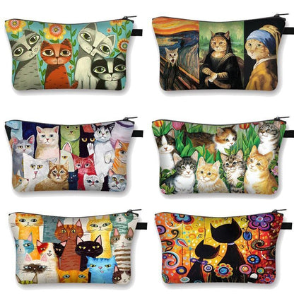 Cute Cat Print Cosmetic Traveling Makeup Bags Cosmetic Storage Purses 5*20*10 CM