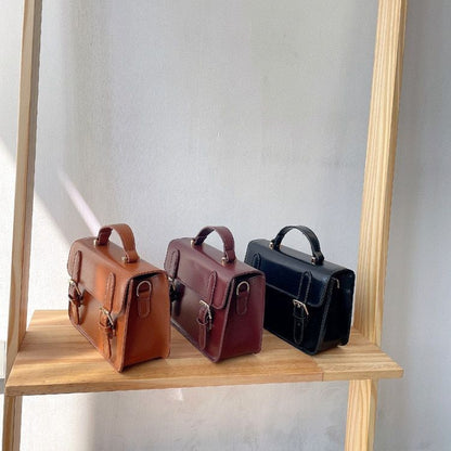 Vintage Handbag Small Shoulder Bag Synthetic Leather Totes Bags Brown Satchels