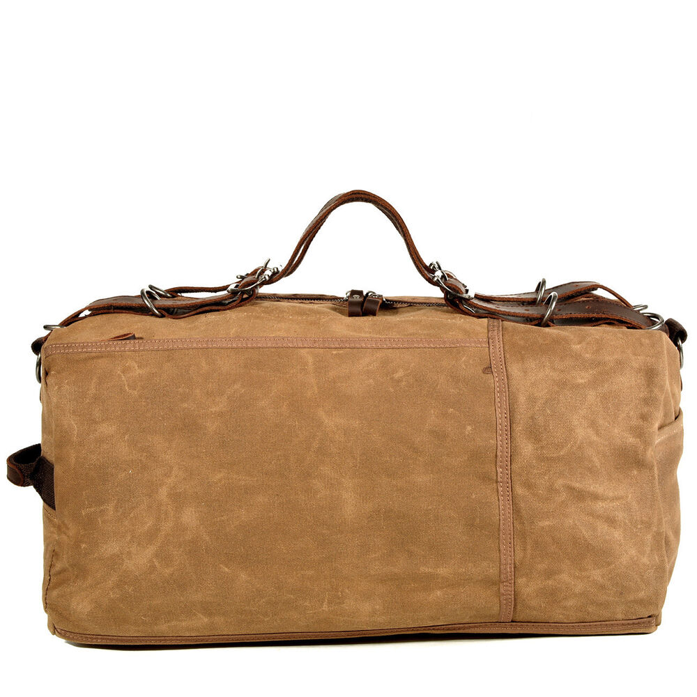 Vintage Water Resistant Wax Canvas Duffel Travel Overnight Weekend Gym Carry Bag