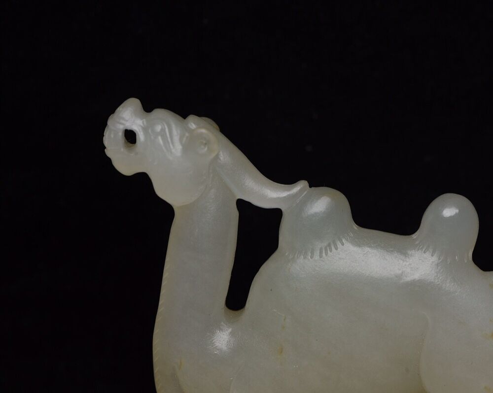 Chinese Natural Hetian Jade Carved Sculpture Exquisite Camel Statue Figurine Art