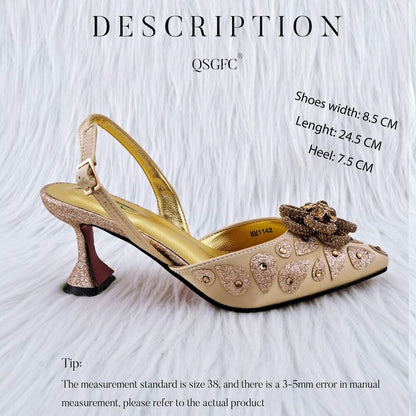 Classic Style Women's Hand Bag Matching High Heels Wedding Party Shoe Bag Set