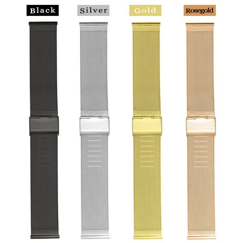 8mm~24mm Stainless Steel Milanese Loop Mesh Watch Band Strap Fold Buckle Release