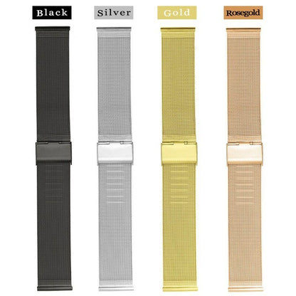 8mm~24mm Stainless Steel Milanese Loop Mesh Watch Band Strap Fold Buckle Release