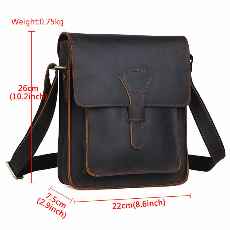 Men's Rustic Genuine Leather Messenger Shoulder Bag Small Cross Body Satchel Bag