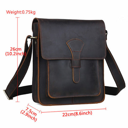 Men's Rustic Genuine Leather Messenger Shoulder Bag Small Cross Body Satchel Bag