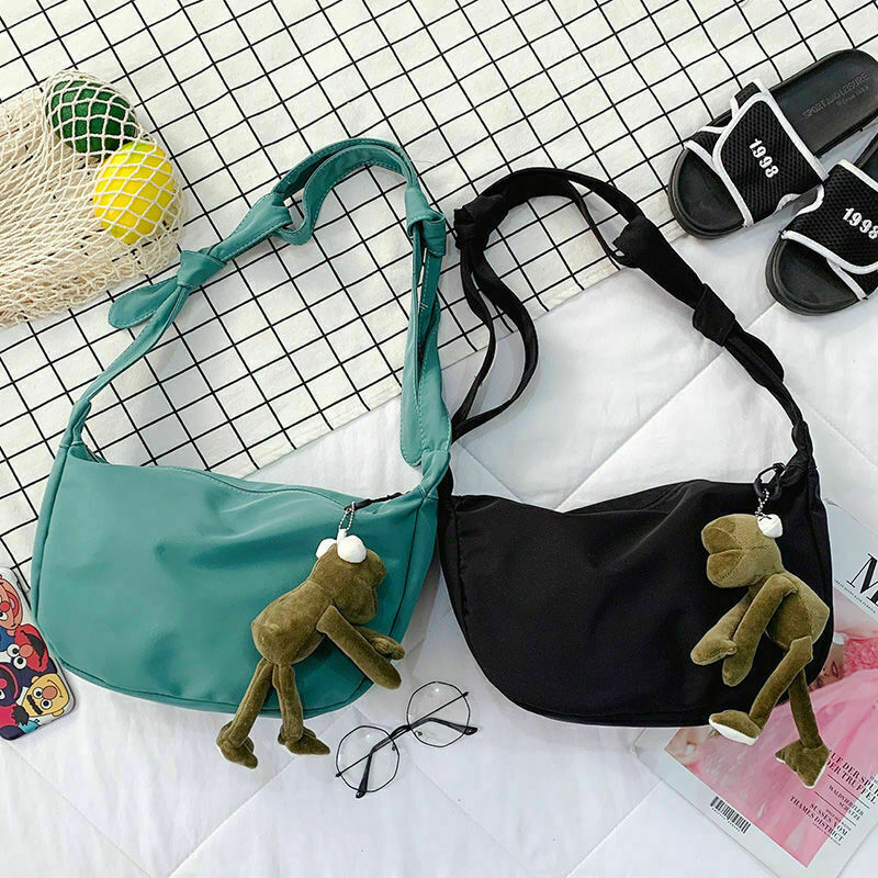 solid color canvas bag women's version student One Shoulder Messenger Bag