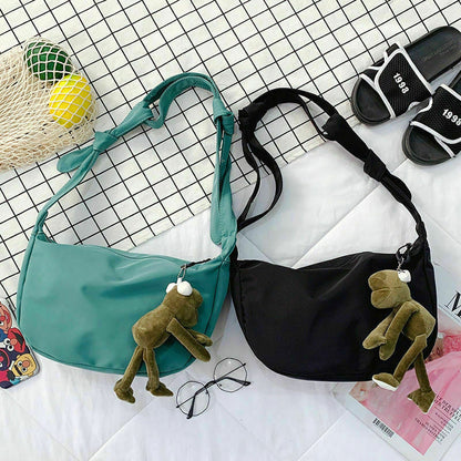 solid color canvas bag women's version student One Shoulder Messenger Bag