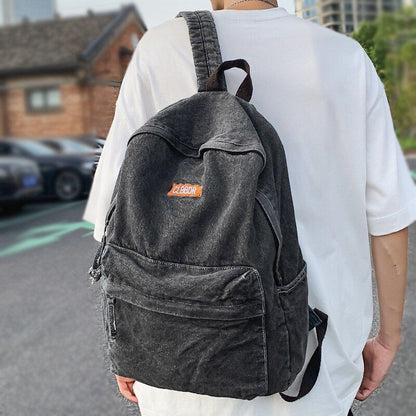 Canvas Denim Book Bag Backpack Traveling School Bags Vintage Laptop 33*13*43 CM