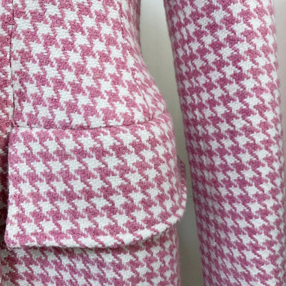 Fall Winter Overcoat Women's Double Breasted Pink Tweed Wool Long Coat