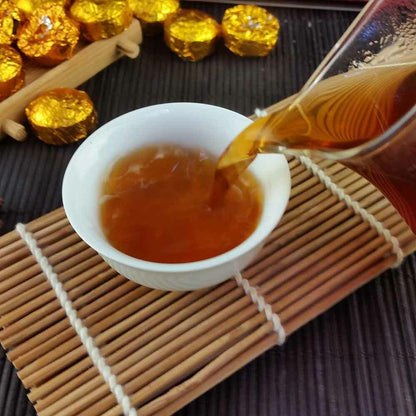 2021/2022 Mini Puer Ripe Tuocha Gold Tin Foil Packing Shu Pu'er Tea Gift 75g