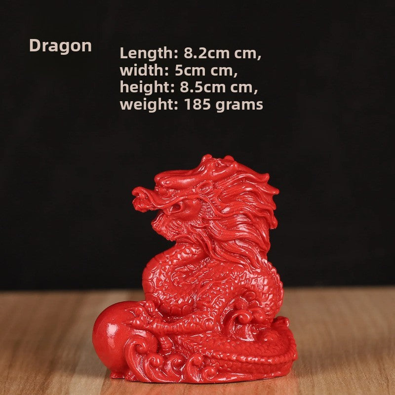 1Pc Cinnabar Handcarved Twelve Chinese Zodiac Tea Pet Amulet Home Decoration