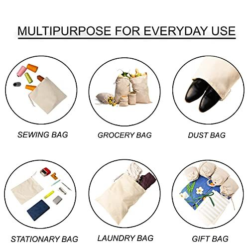 25Pcs Muslin Natural Cotton Bags with Drawstring - Small 6x10 Inches,