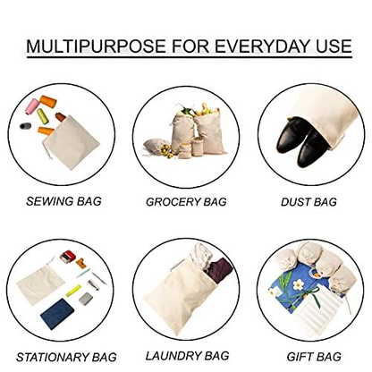 25Pcs Muslin Natural Cotton Bags with Drawstring - Small 6x10 Inches,