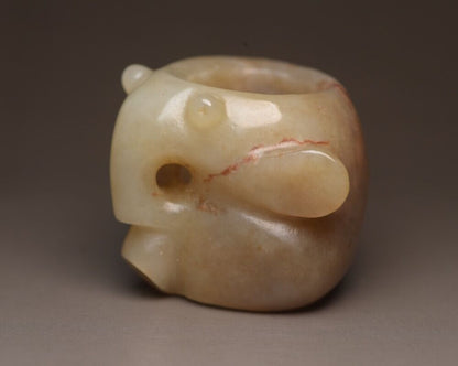 Chinese Antique Hetian Jade Carved Exquisite Unique Thumb Ring Jewelry Art Rare
