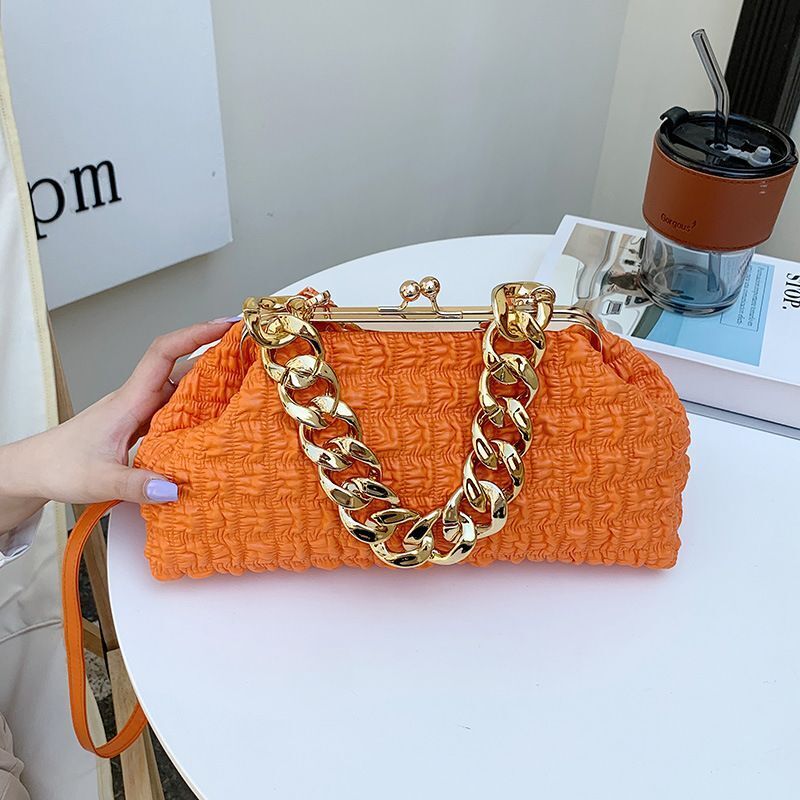 Clip Crossbody Bags Handbag Clutches Thick Chain Messenger Bag Purse 32*16*10 CM