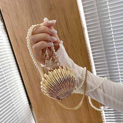 Shell Bag Pearls Shoulder Crossbody Bag Small Lipstick Purses Women's Handbags