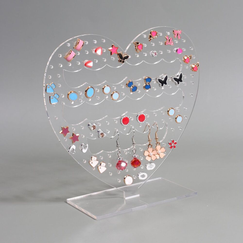 Jewelry Display Holders Heart Shaped Transparent Earrings Bracelet Storage Shelf