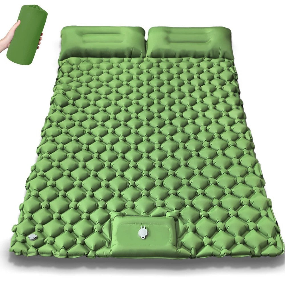 Outdoor Camping Double Inflatable Mattress Extra Wide Sleeping Pad Folding Bed